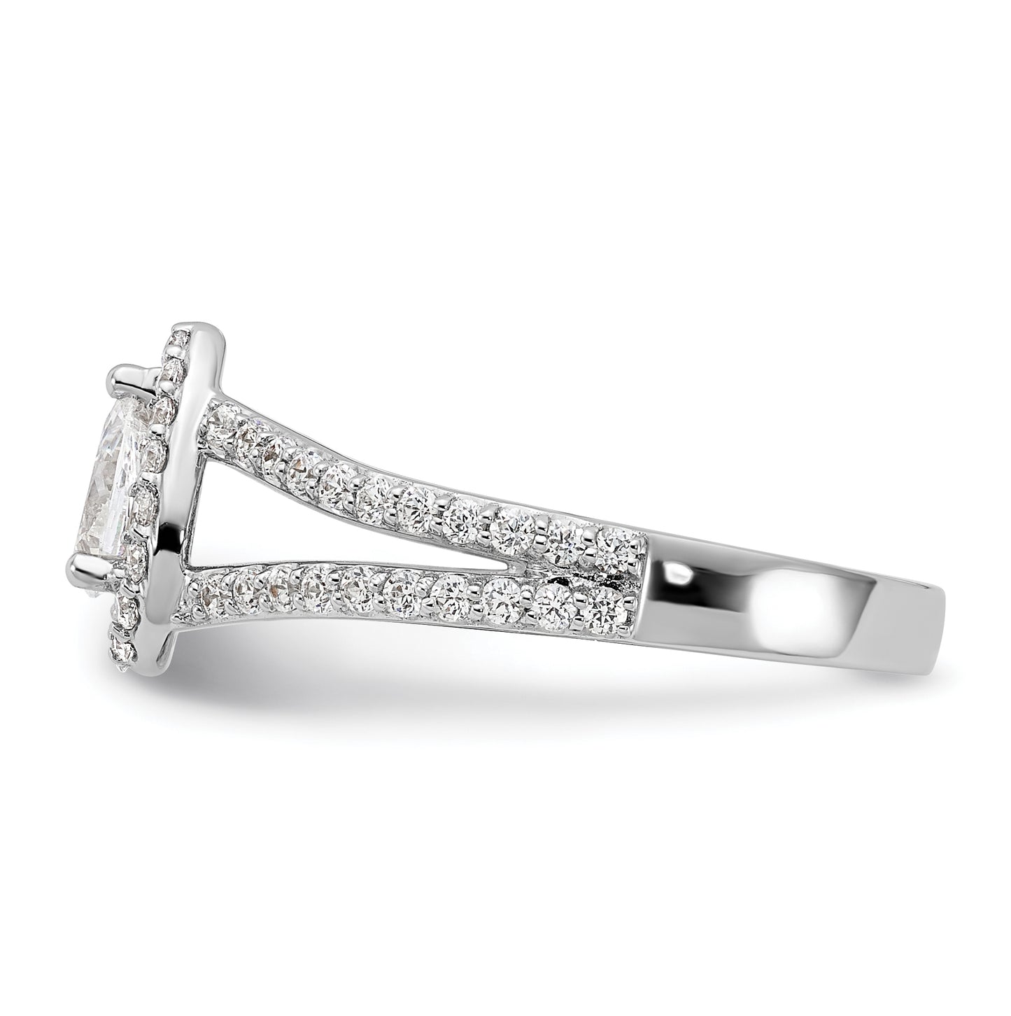 14K White Gold Halo Plus (Holds 1/2 carat (6x4mm) Pear Center) 5/8 carat Diamond Semi-Mount Engagement Ring