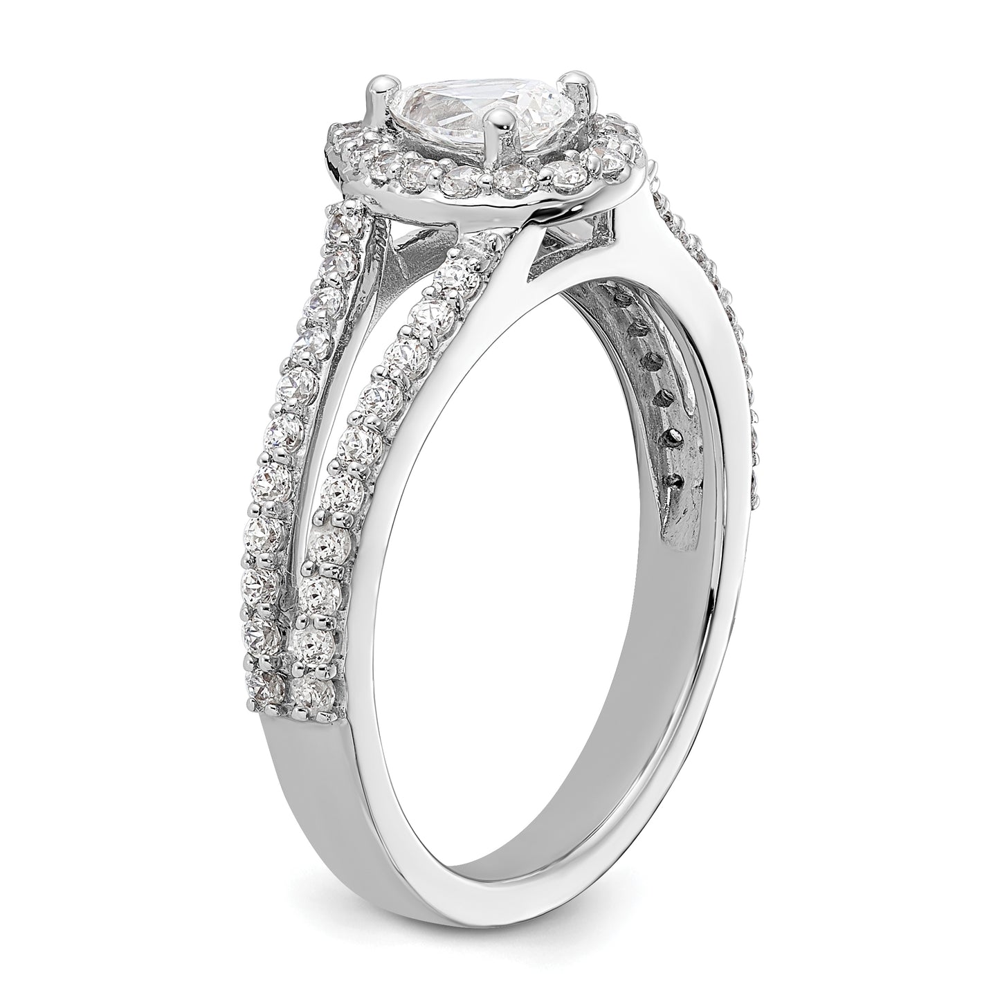 14K White Gold Halo Plus (Holds 1/2 carat (6x4mm) Pear Center) 5/8 carat Diamond Semi-Mount Engagement Ring