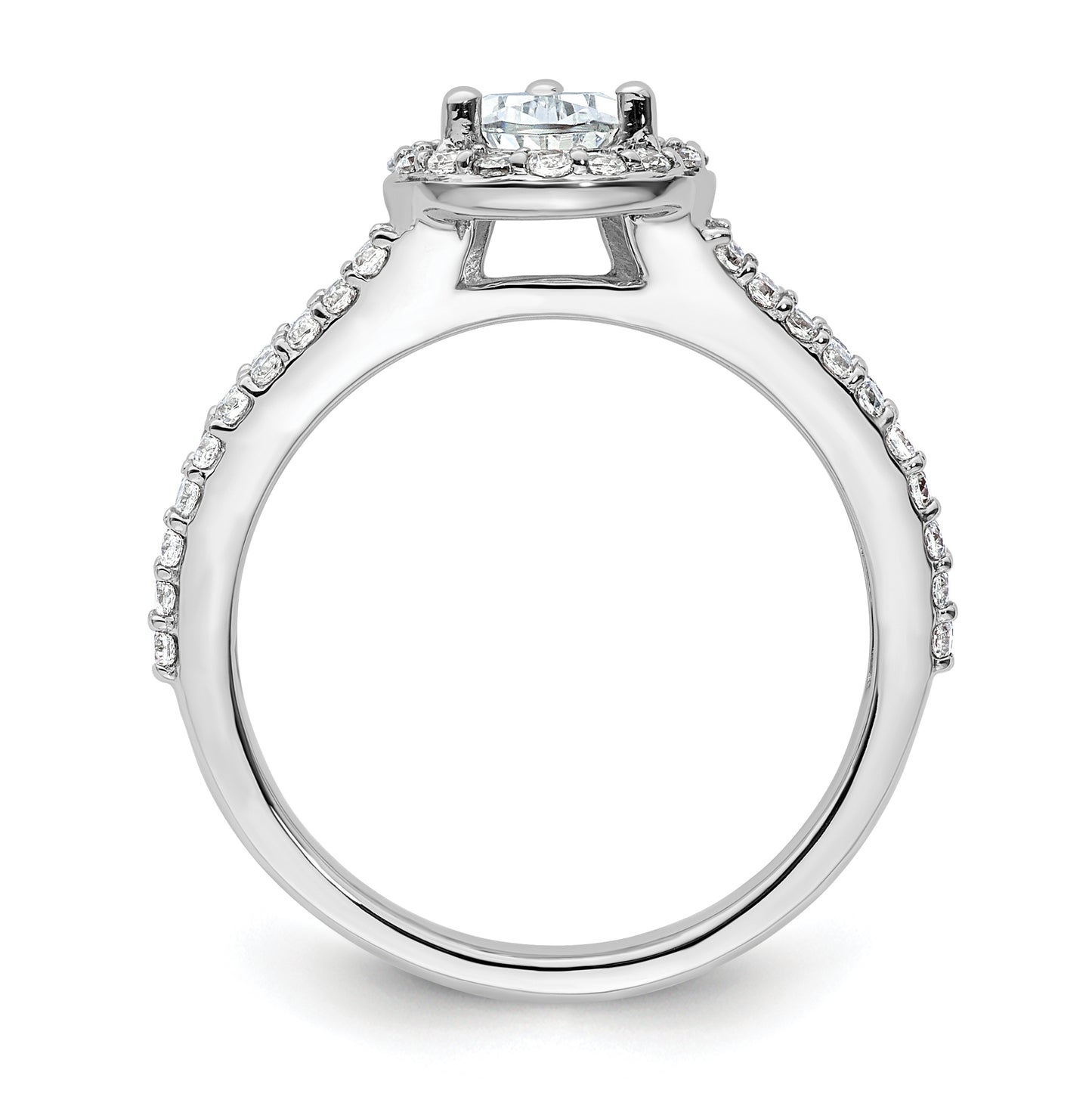 14K White Gold Halo Plus (Holds 3/4 carat (7x5mm) Pear Center) 5/8 carat Diamond Semi-Mount Engagement Ring