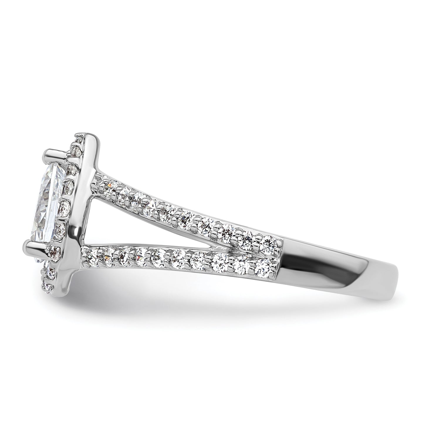14K White Gold Halo Plus (Holds 3/4 carat (7x5mm) Pear Center) 5/8 carat Diamond Semi-Mount Engagement Ring