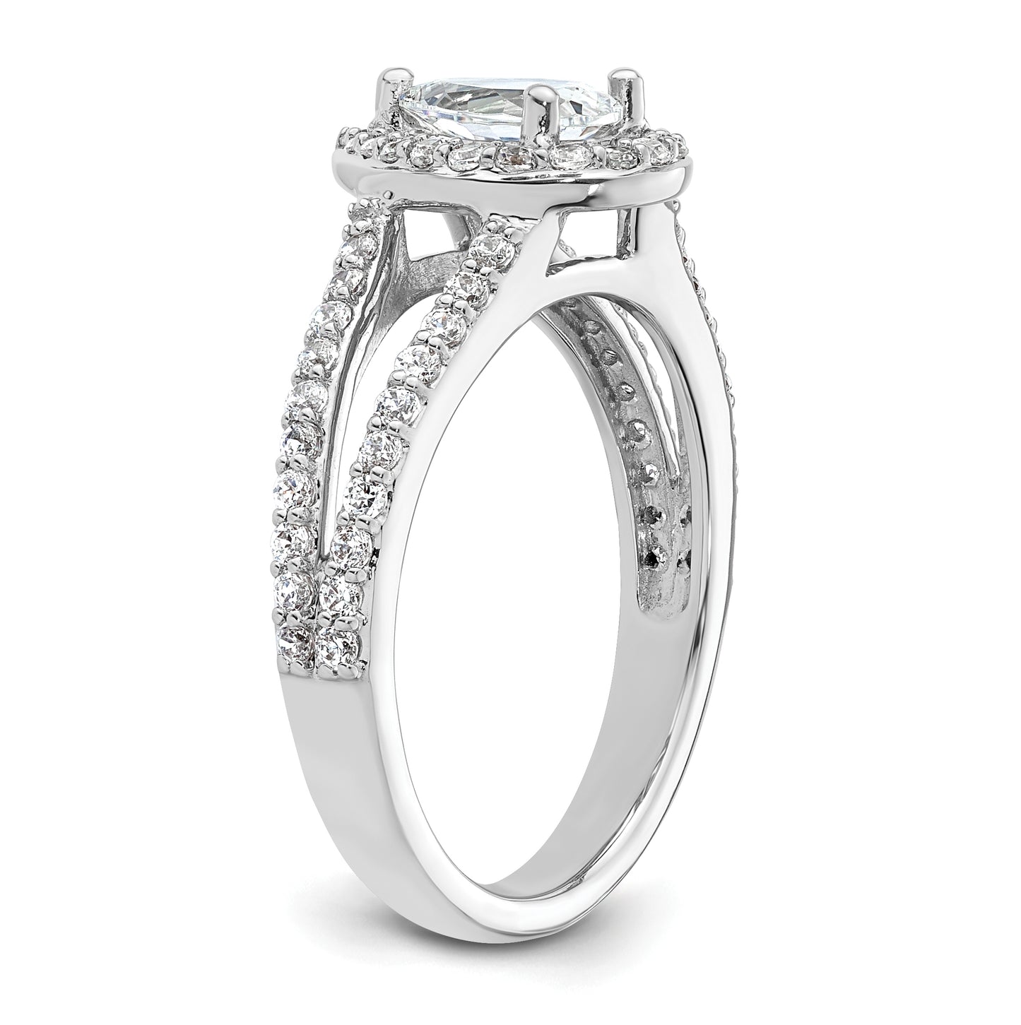 14K White Gold Halo Plus (Holds 3/4 carat (7x5mm) Pear Center) 5/8 carat Diamond Semi-Mount Engagement Ring
