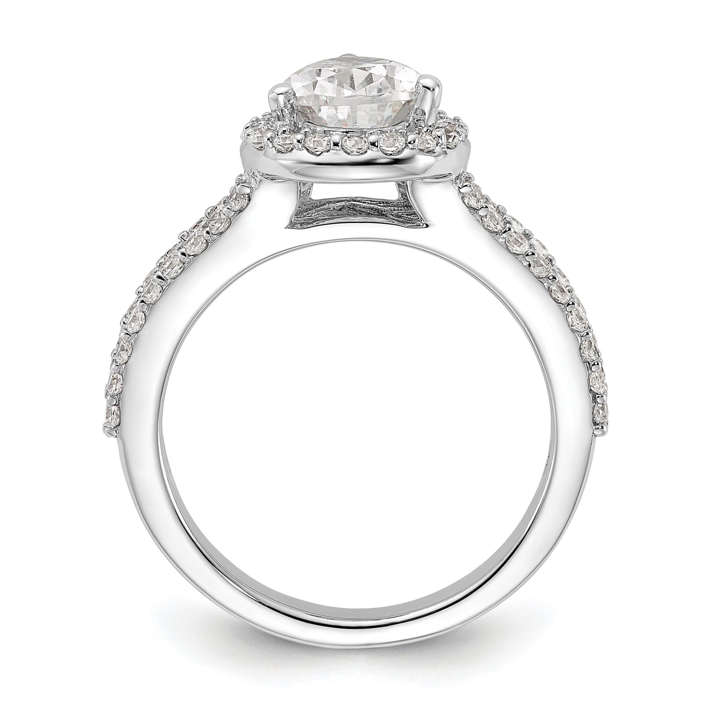 True Origin 14K White Gold 5/8 carat Lab Grown Diamond VS/SI D E F Semi Mount Pear Halo Engagement Ring, 14 mm