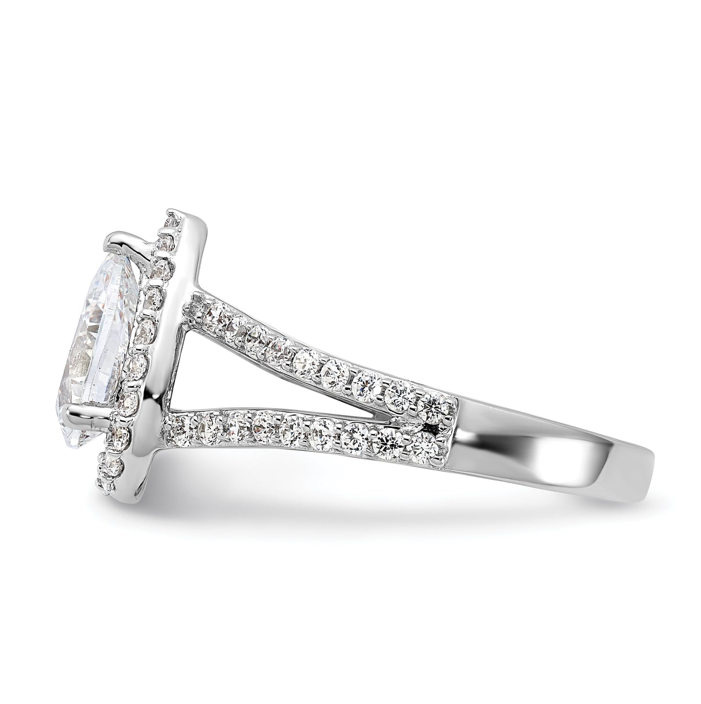 True Origin 14K White Gold 5/8 carat Lab Grown Diamond VS/SI D E F Semi Mount Pear Halo Engagement Ring, 14 mm