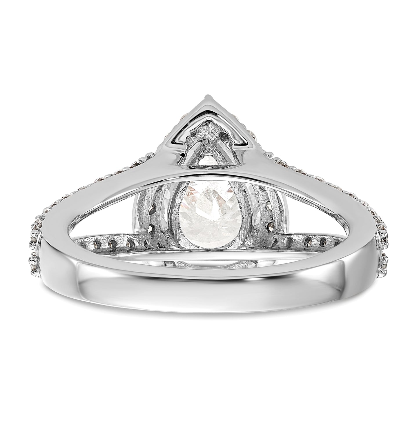 True Origin 14K White Gold 5/8 carat Lab Grown Diamond VS/SI D E F Semi Mount Pear Halo Engagement Ring, 14 mm