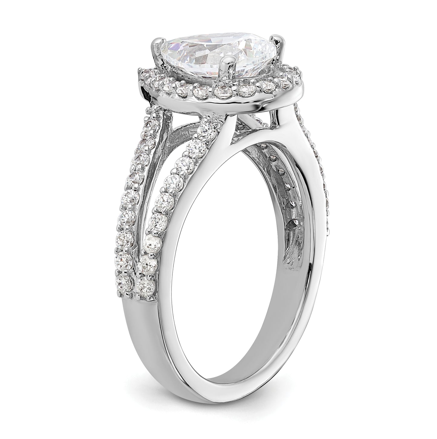 True Origin 14K White Gold 5/8 carat Lab Grown Diamond VS/SI D E F Semi Mount Pear Halo Engagement Ring, 14 mm