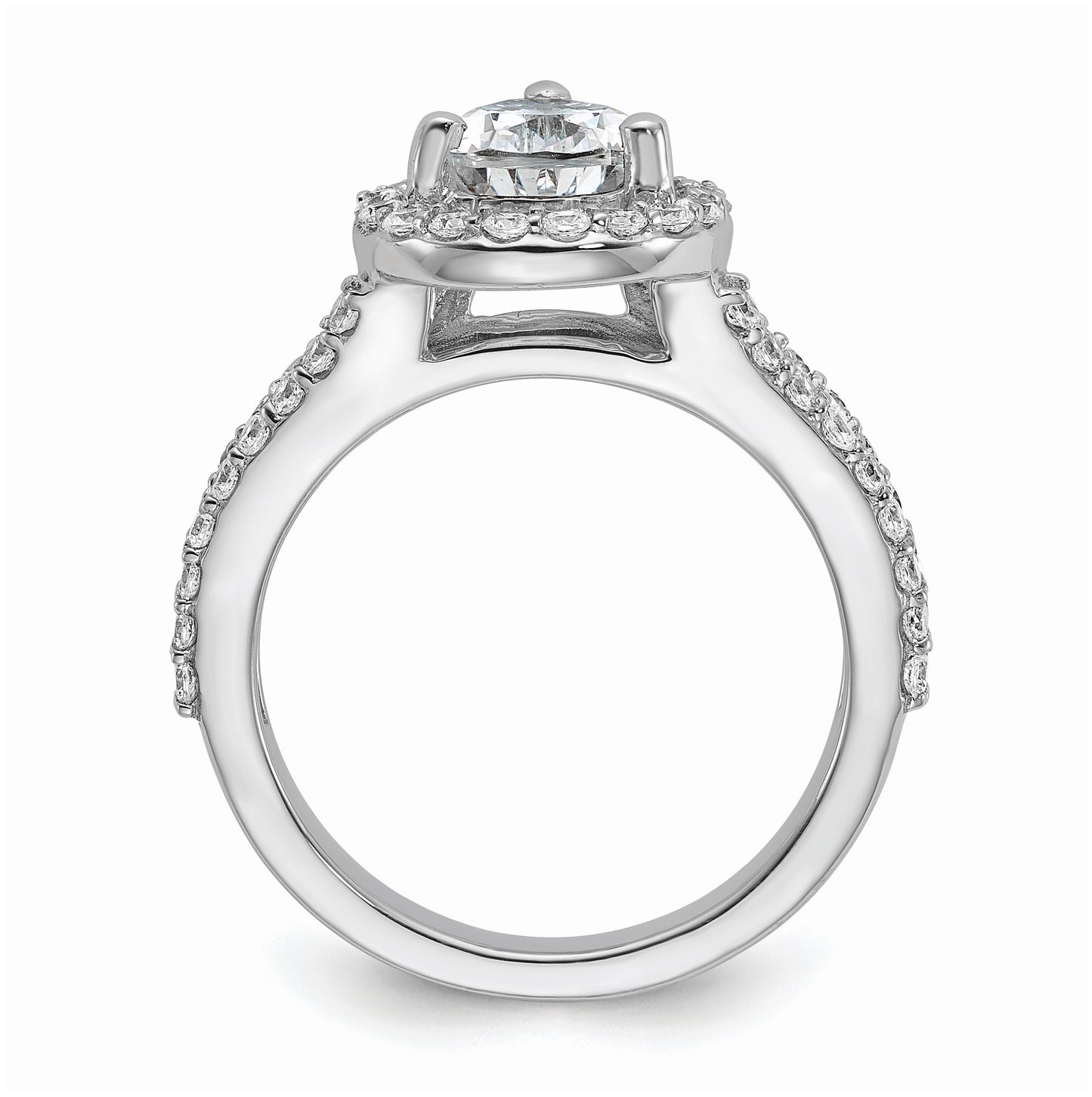 14K White Gold Halo Plus (Holds 2 carat (10x7mm) Pear Center) 7/8 carat Diamond Semi-Mount Engagement Ring