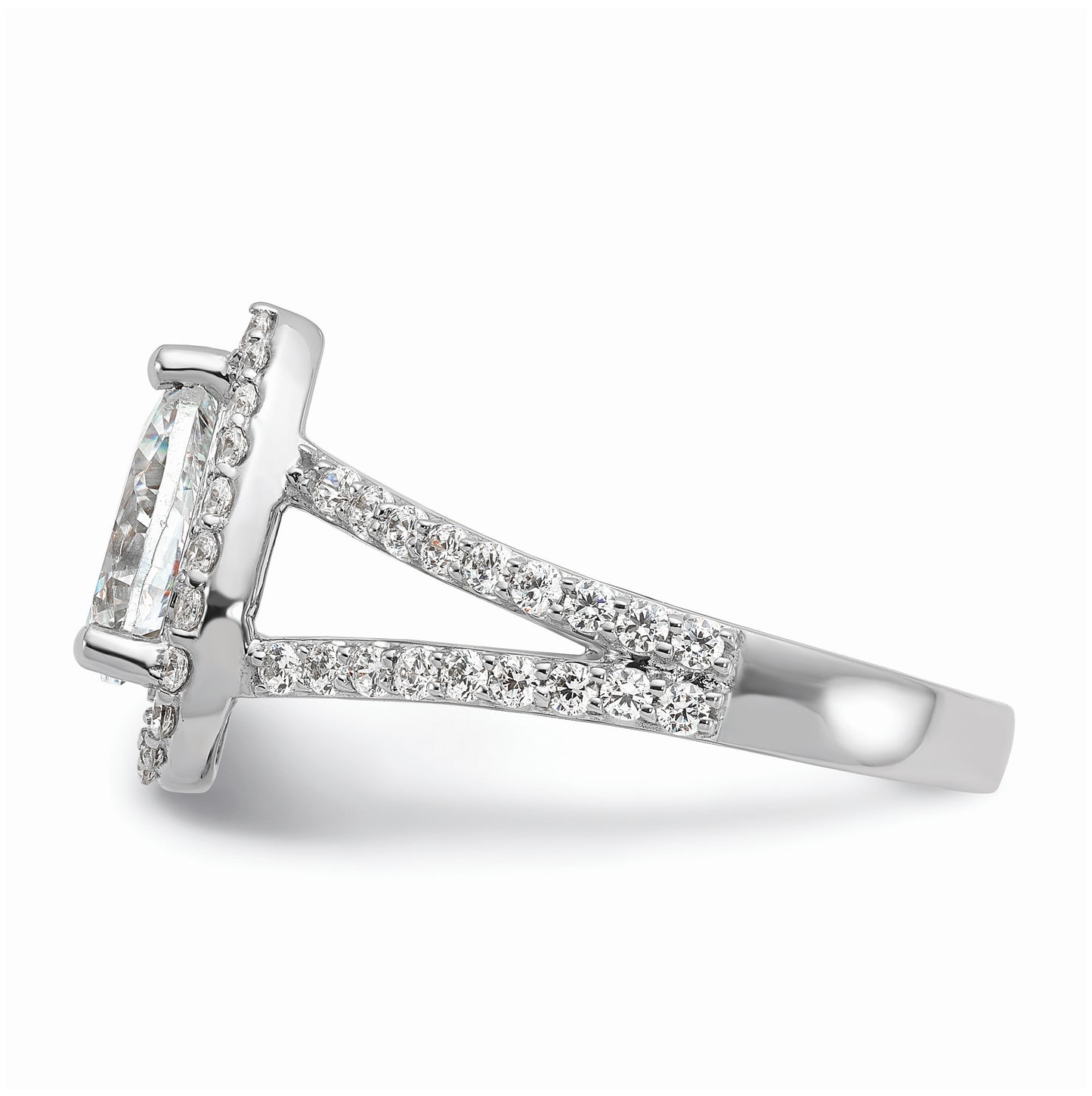 14K White Gold Halo Plus (Holds 2 carat (10x7mm) Pear Center) 7/8 carat Diamond Semi-Mount Engagement Ring