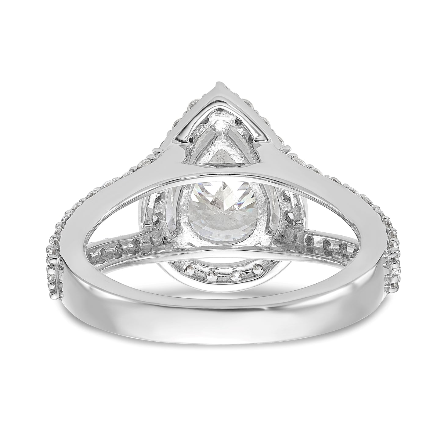 14K White Gold Halo Plus (Holds 2 carat (10x7mm) Pear Center) 7/8 carat Diamond Semi-Mount Engagement Ring