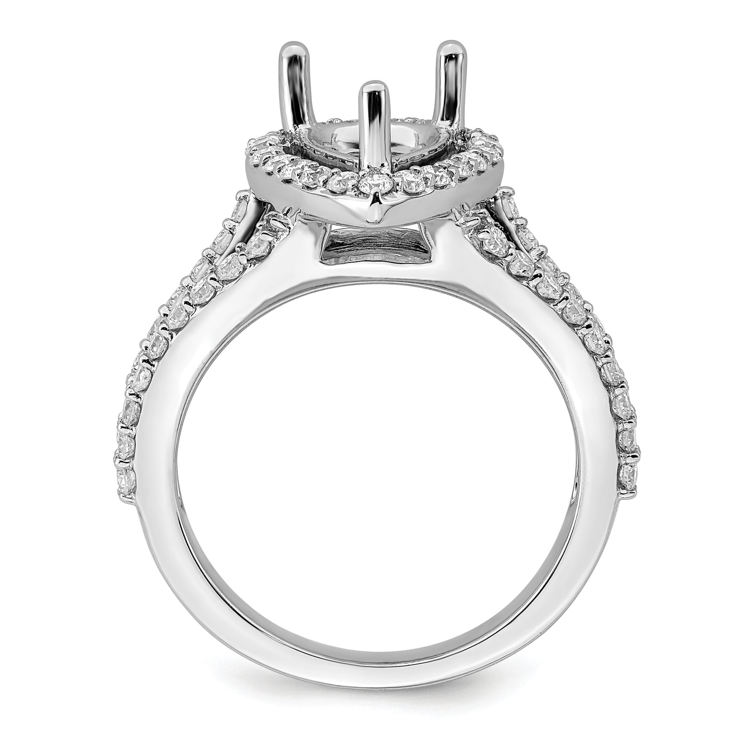 True Origin 14K White Gold 7/8 carat Lab Grown Diamond VS/SI D E F Semi Mount Pear Halo Engagement Ring