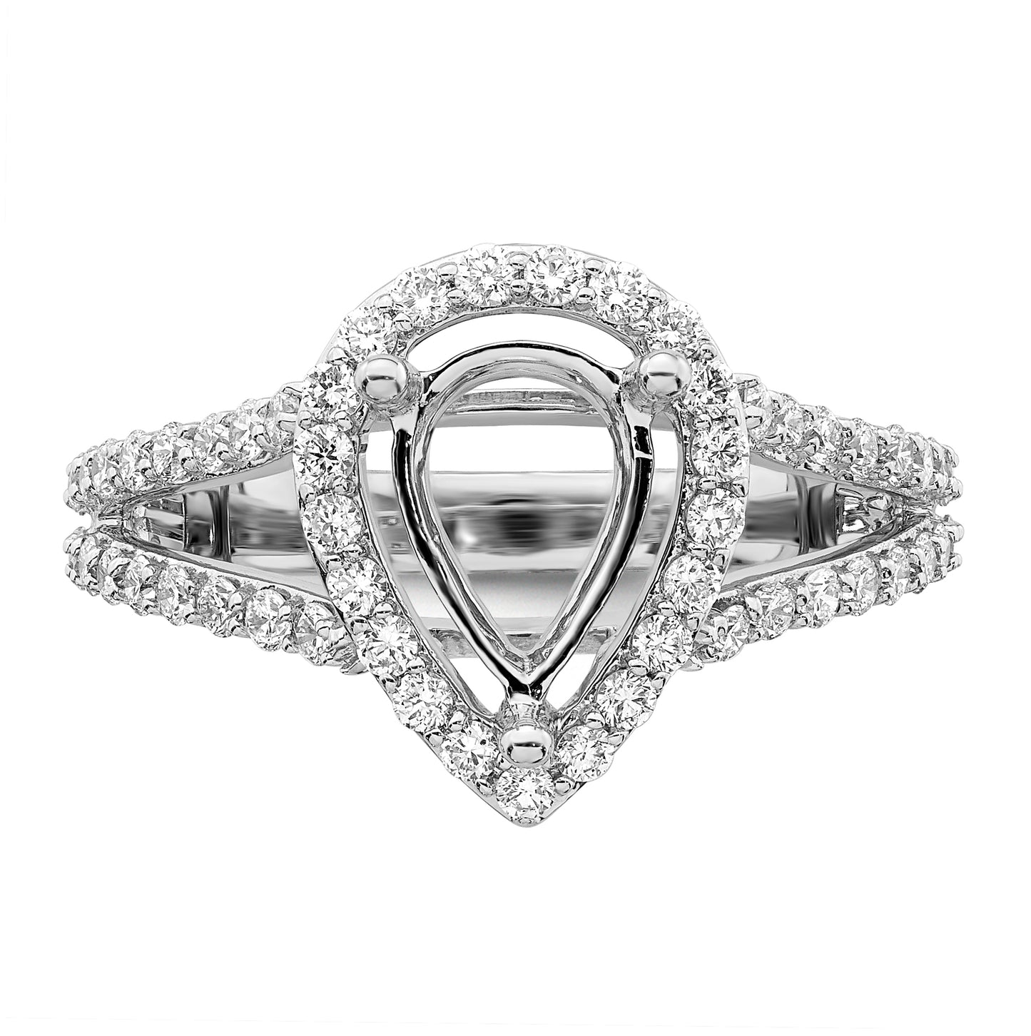 True Origin 14K White Gold 7/8 carat Lab Grown Diamond VS/SI D E F Semi Mount Pear Halo Engagement Ring