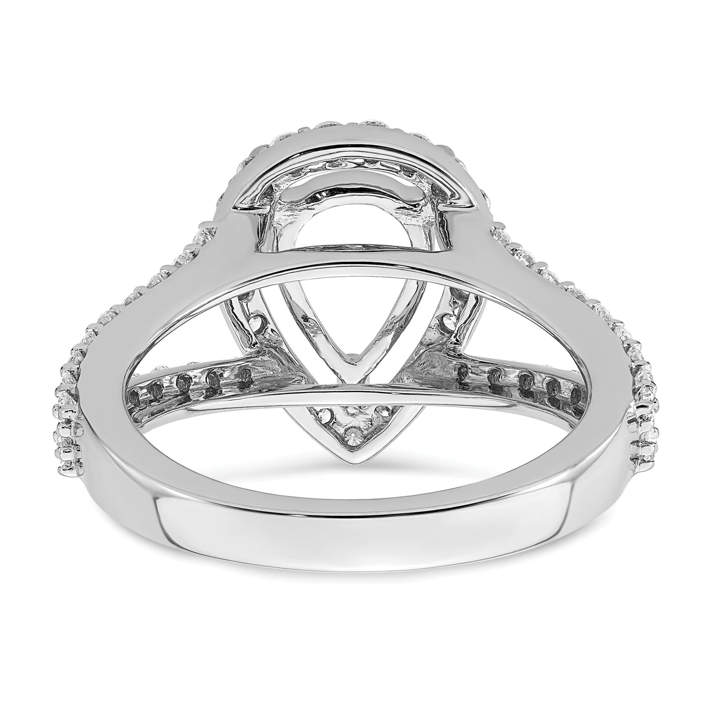 True Origin 14K White Gold 7/8 carat Lab Grown Diamond VS/SI D E F Semi Mount Pear Halo Engagement Ring