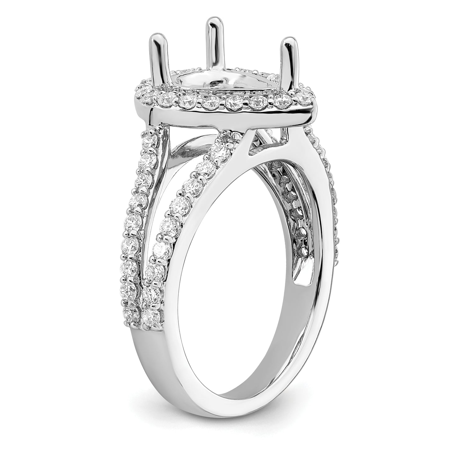 True Origin 14K White Gold 7/8 carat Lab Grown Diamond VS/SI D E F Semi Mount Pear Halo Engagement Ring