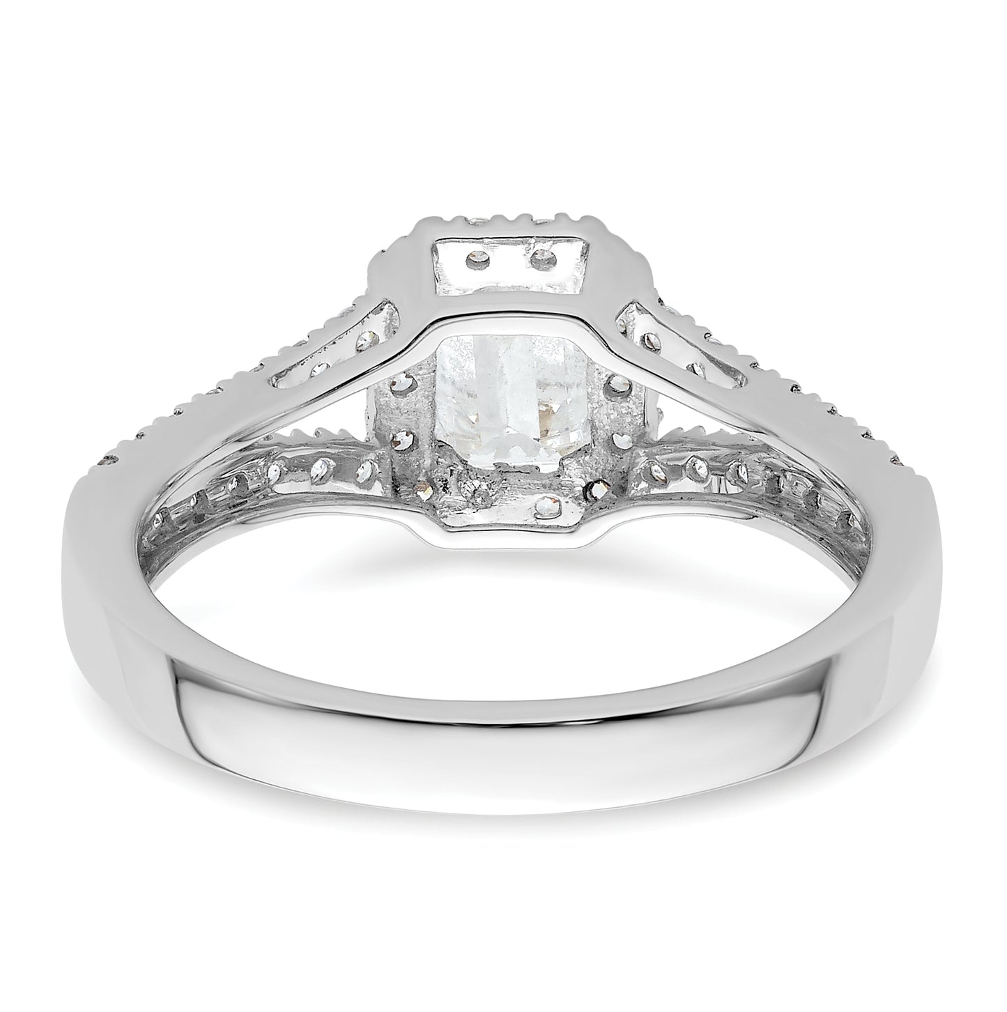 14K White Gold Halo Plus (Holds 3/4 carat (6.5x4.5mm) Emerald-cut Center) 3/8 carat Diamond Semi-Mount Engagement Ring