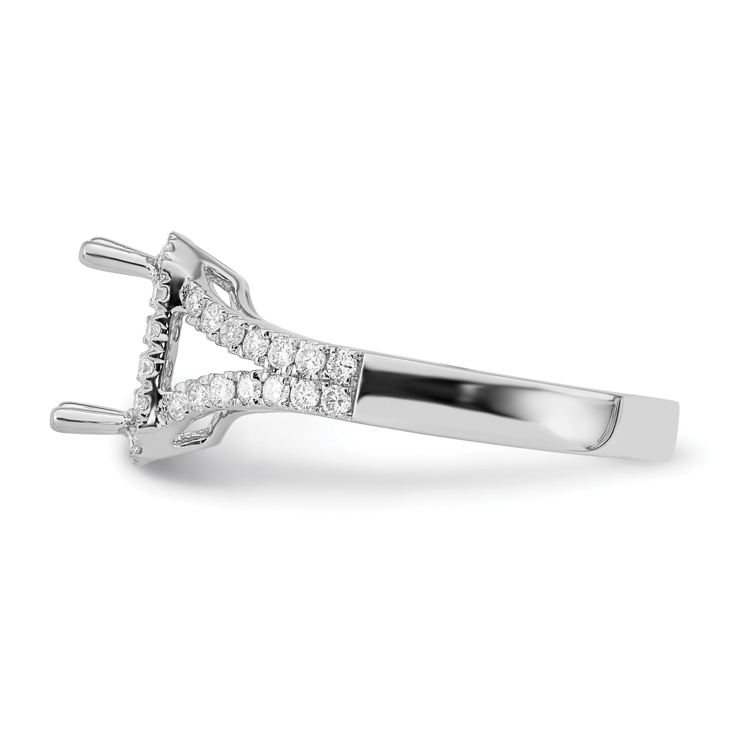 14K White Gold Halo Plus (Holds 1.5 carat (8x6mm) Emerald-cut Center) 1/2 carat Diamond Semi-Mount Engagement Ring