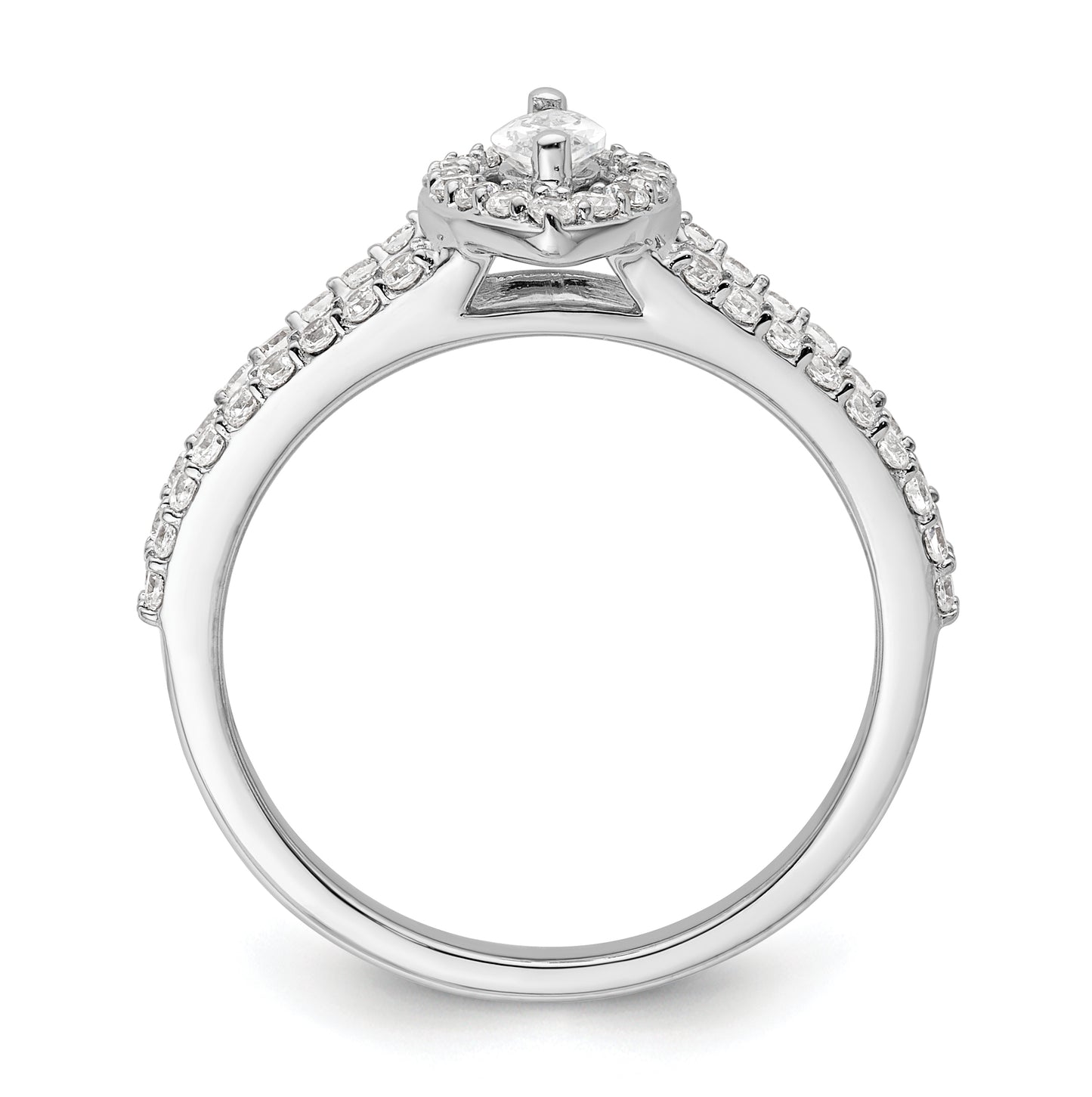 14K White Gold Halo Plus (Holds 1/4 carat (6x3mm) Marquise Center) 1/2 carat Diamond Semi-Mount Engagement Ring