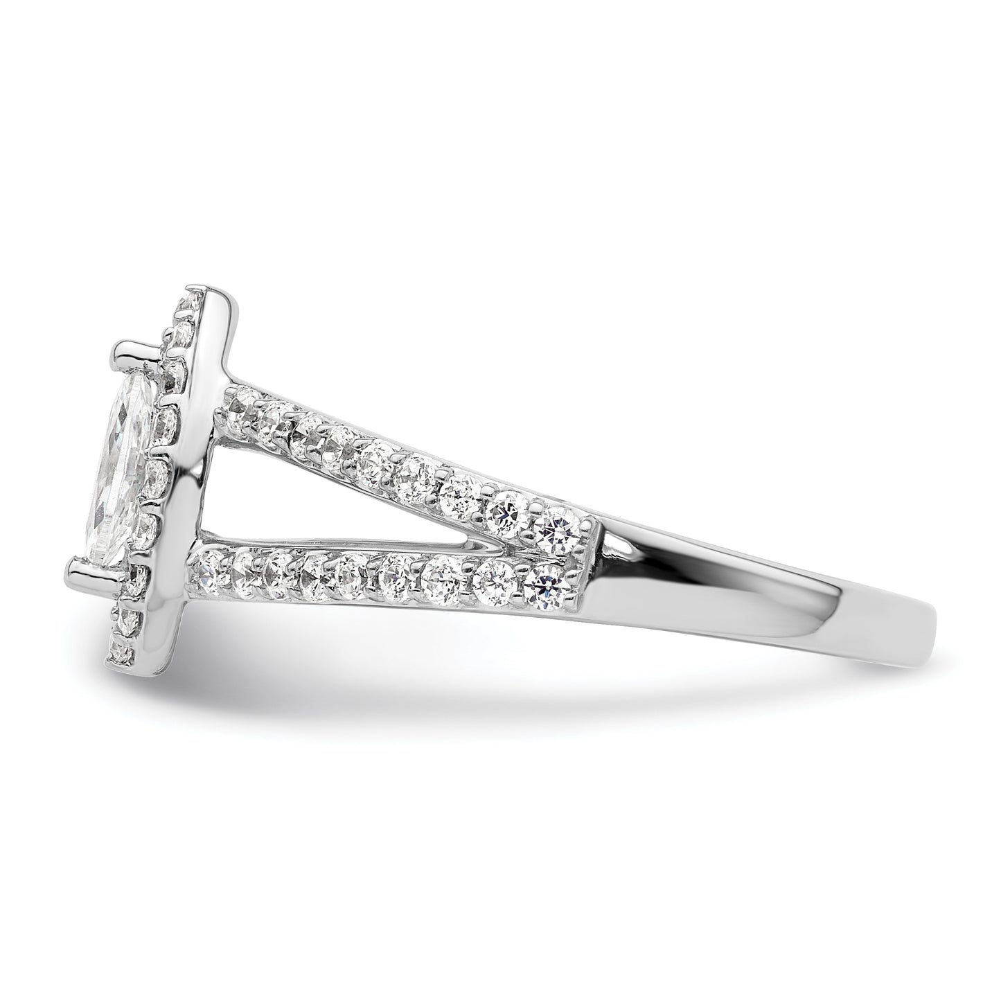 14K White Gold Halo Plus (Holds 1/4 carat (6x3mm) Marquise Center) 1/2 carat Diamond Semi-Mount Engagement Ring