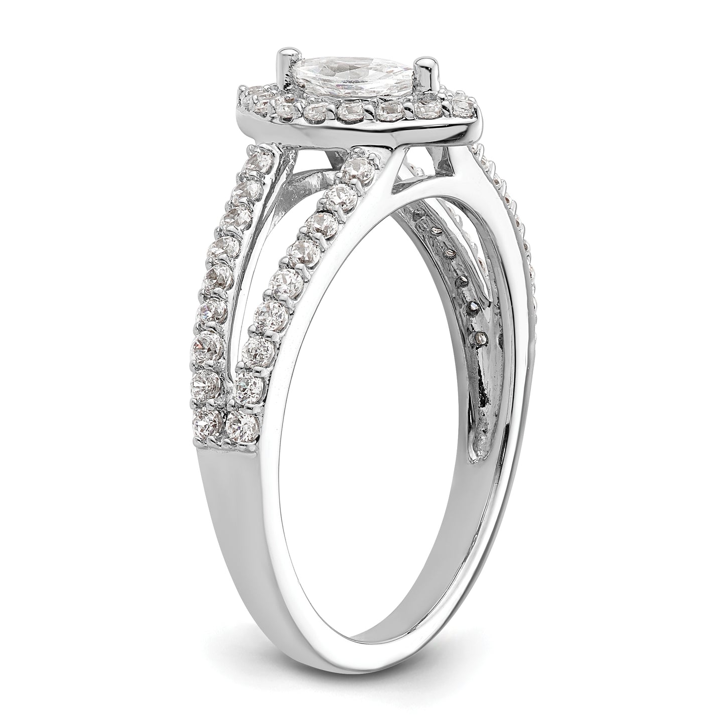14K White Gold Halo Plus (Holds 1/4 carat (6x3mm) Marquise Center) 1/2 carat Diamond Semi-Mount Engagement Ring