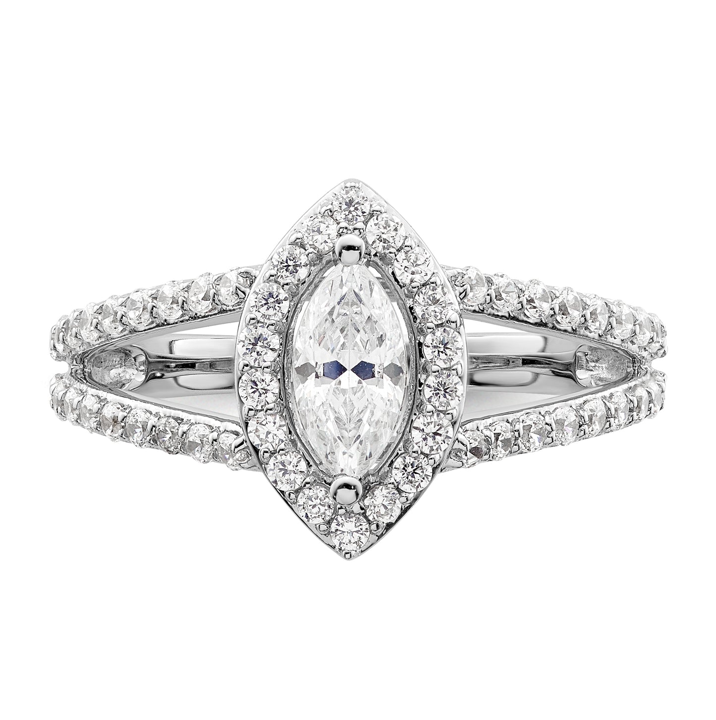 14K White Gold Halo Plus (Holds 1/2 carat (8x4mm) Marquise Center) 5/8 carat Diamond Semi-Mount Engagement Ring