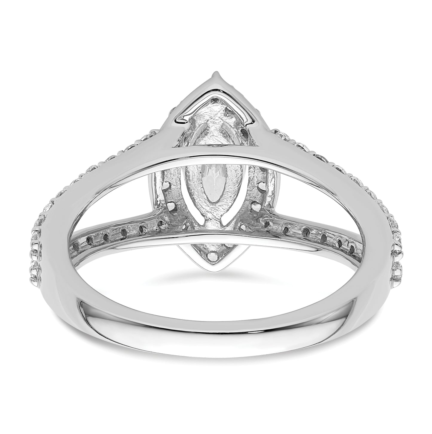 14K White Gold Halo Plus (Holds 1/2 carat (8x4mm) Marquise Center) 5/8 carat Diamond Semi-Mount Engagement Ring