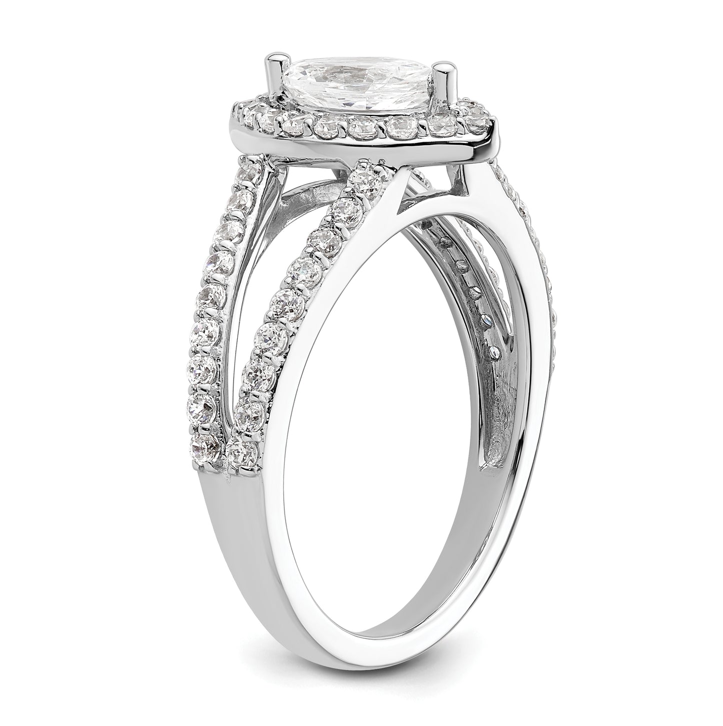 14K White Gold Halo Plus (Holds 1/2 carat (8x4mm) Marquise Center) 5/8 carat Diamond Semi-Mount Engagement Ring