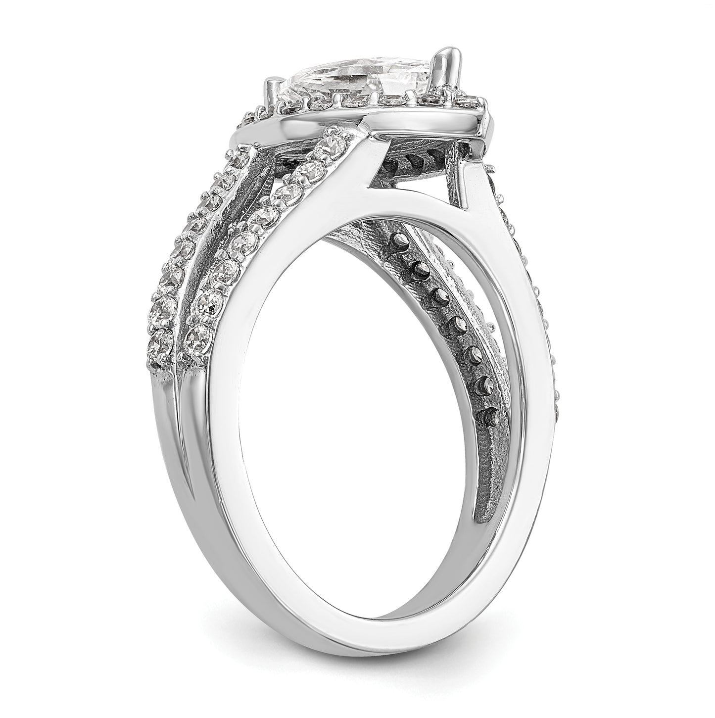 14K White Gold Halo Plus (Holds 1 carat (10x5mm) Marquise Center) 3/4 carat Diamond Semi-Mount Engagement Ring