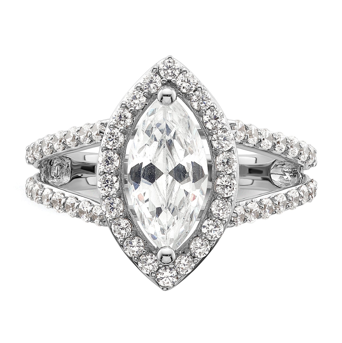 14K White Gold Halo Plus (Holds 2 carat (12x6mm) Marquise Center) 1 carat Diamond Semi-Mount Engagement Ring