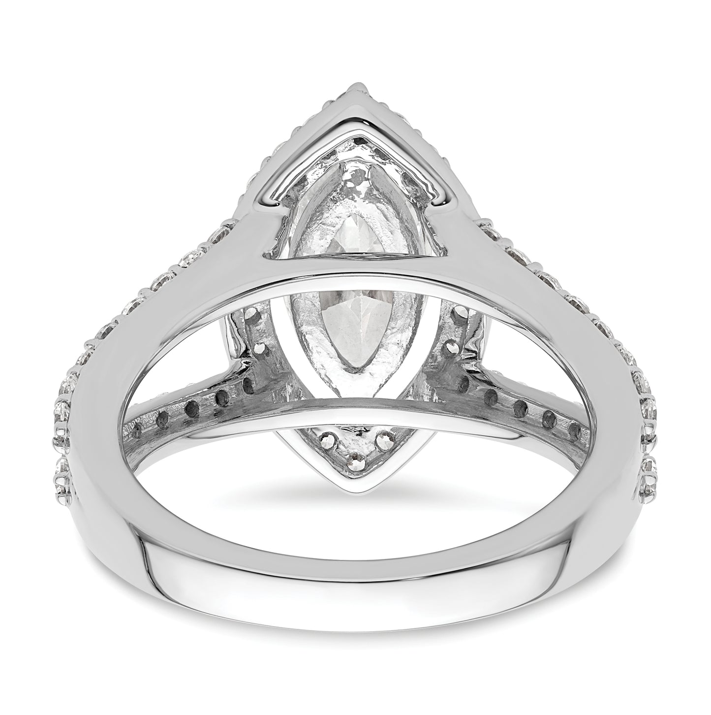 14K White Gold Halo Plus (Holds 2 carat (12x6mm) Marquise Center) 1 carat Diamond Semi-Mount Engagement Ring