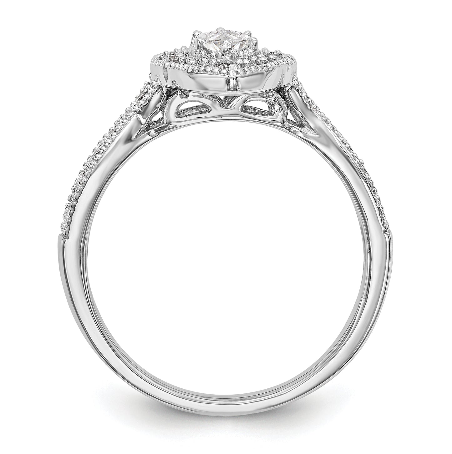 14K White Gold Halo Plus (Holds 3/8 carat (7.0x3.5mm) Marquise Center) 1/3 carat Diamond Semi-Mount Engagement Ring