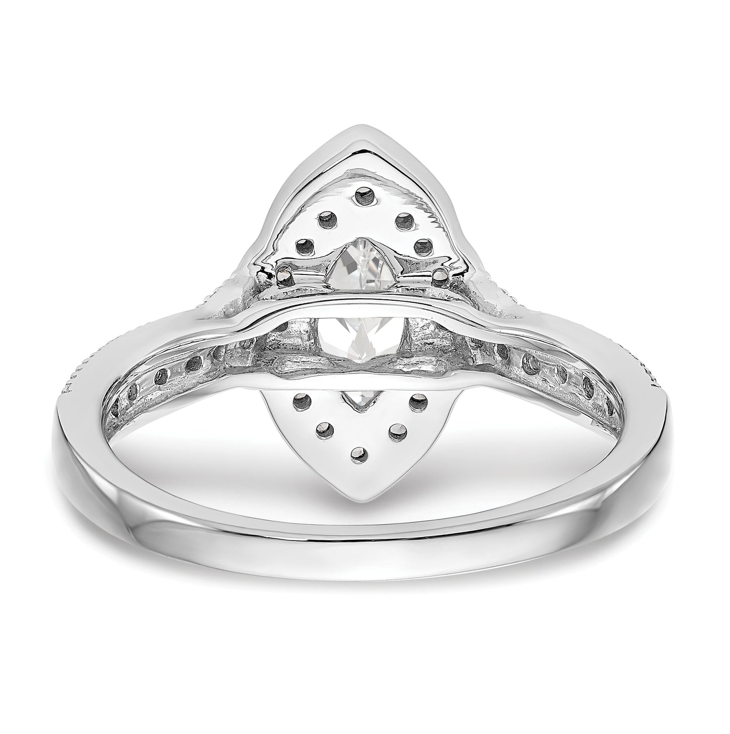 14K White Gold Halo Plus (Holds 3/8 carat (7.0x3.5mm) Marquise Center) 1/3 carat Diamond Semi-Mount Engagement Ring