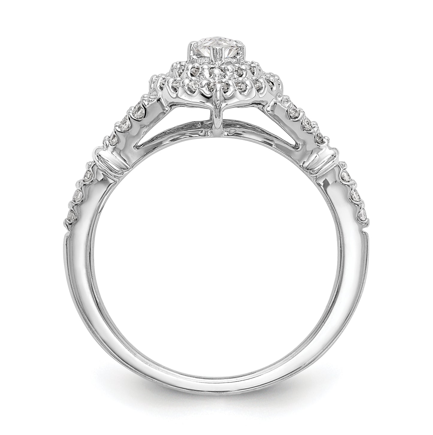 14K White Gold Double Halo (Holds 3/8 carat (7.0x3.5mm) Marquise Center) 1/2 carat Diamond Semi-Mount Engagement Ring