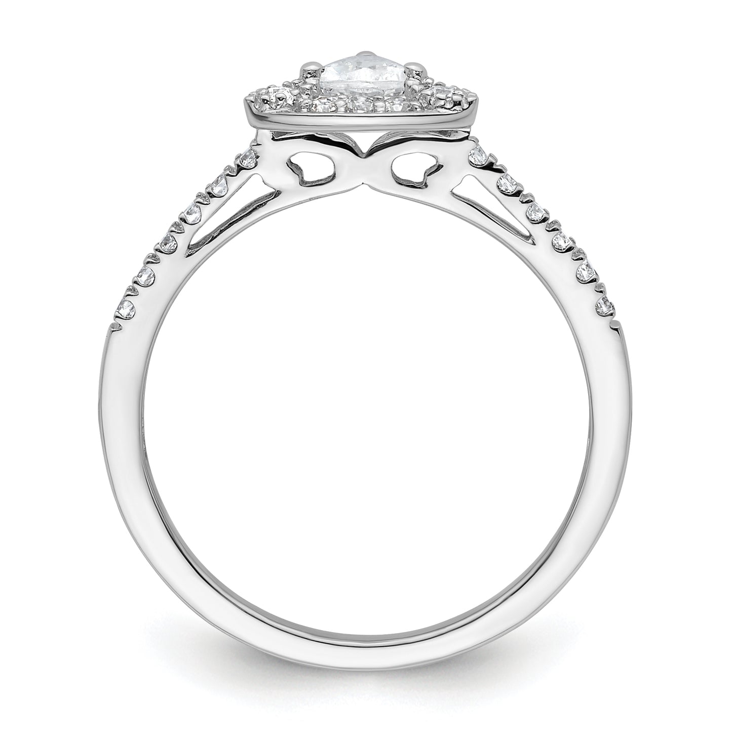 14K White Gold Halo Plus (Holds 1/4 carat (4.00mm) Trillion Center) 1/4 carat Diamond Semi-Mount Engagement Ring