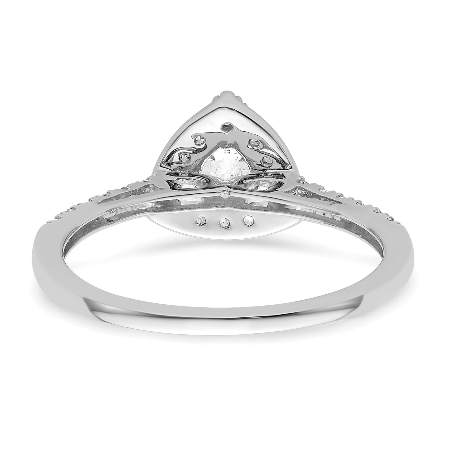 14K White Gold Halo Plus (Holds 1/4 carat (4.00mm) Trillion Center) 1/4 carat Diamond Semi-Mount Engagement Ring