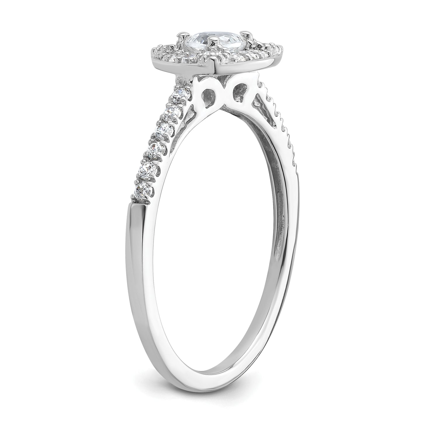 14K White Gold Halo Plus (Holds 1/4 carat (4.00mm) Trillion Center) 1/4 carat Diamond Semi-Mount Engagement Ring