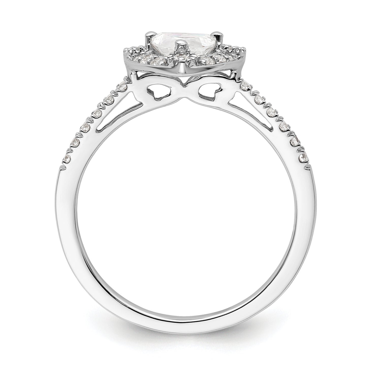 14K White Gold Halo Plus (Holds 1/2 carat (5.00mm) Trillion Center) 1/4 carat Diamond Semi-Mount Engagement Ring