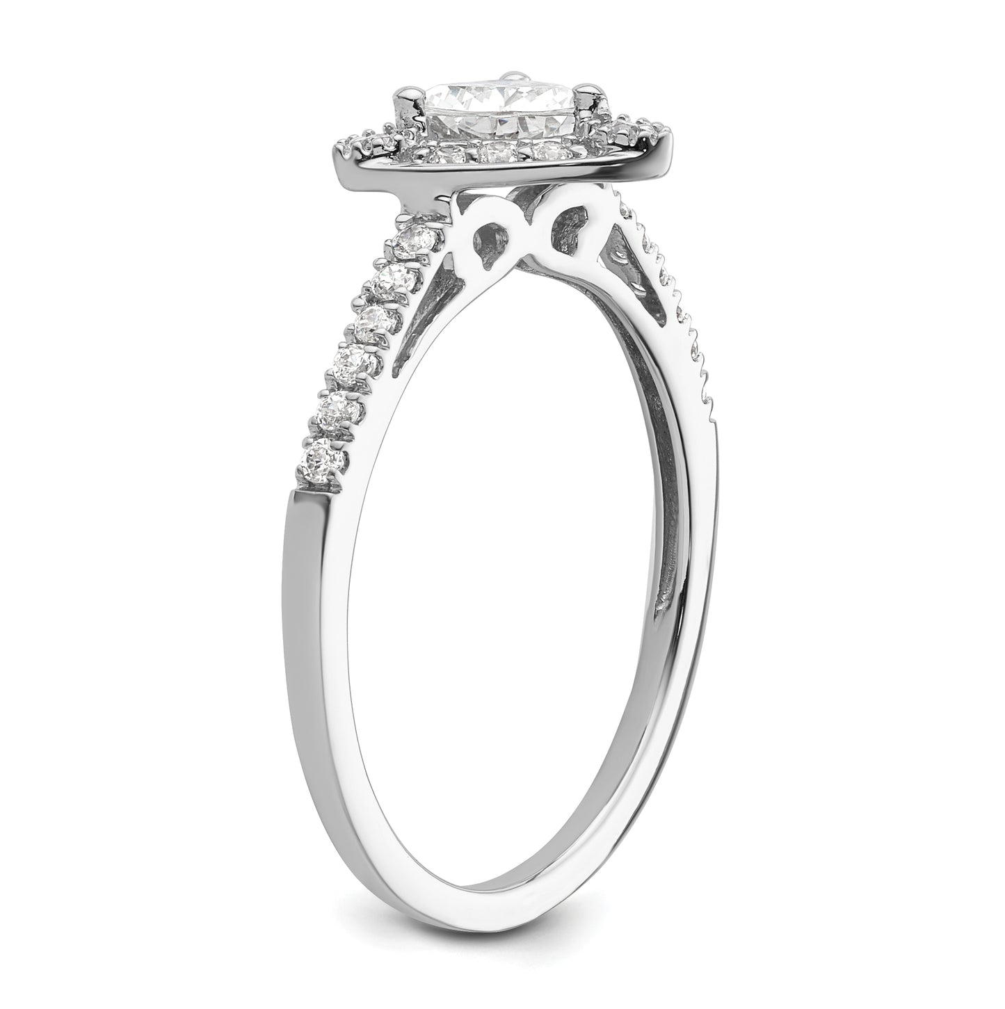 14K White Gold Halo Plus (Holds 1/2 carat (5.00mm) Trillion Center) 1/4 carat Diamond Semi-Mount Engagement Ring