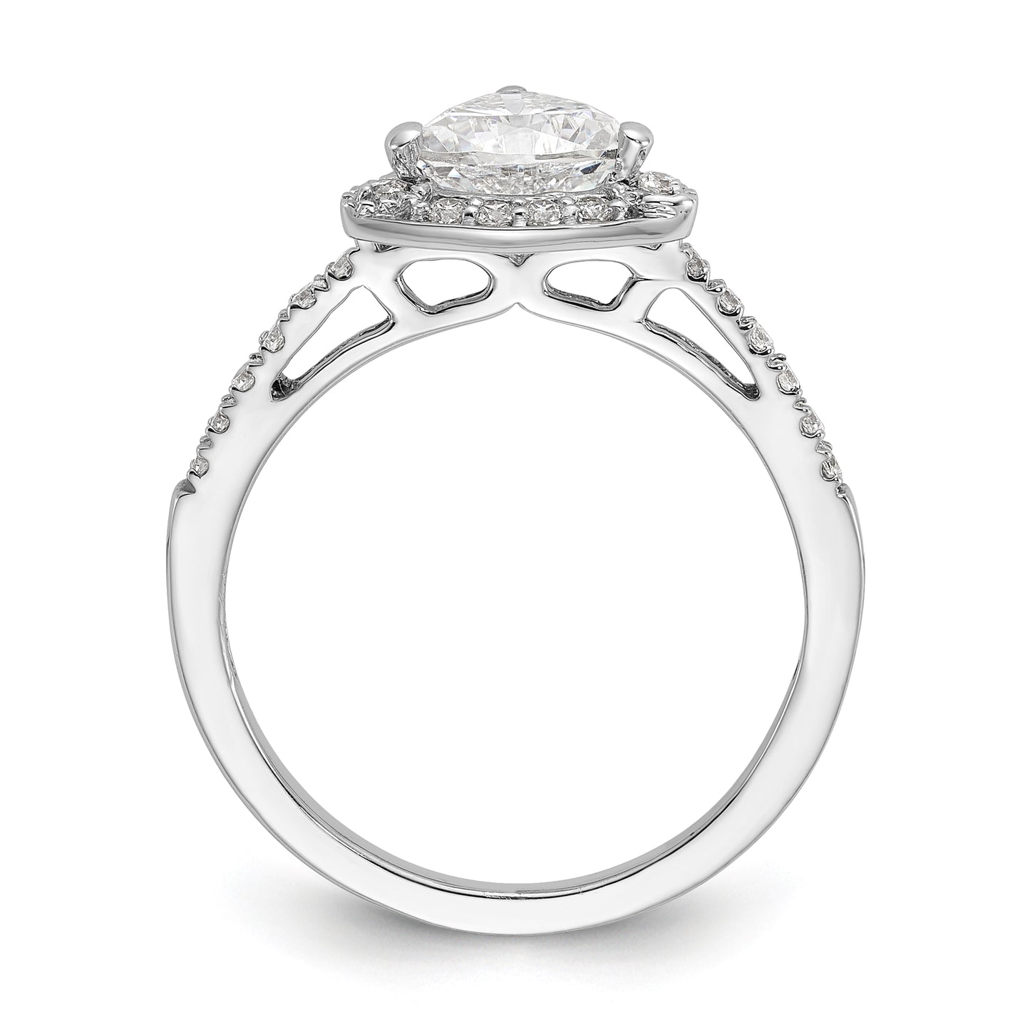 14K White Gold Halo Plus (Holds 1 carat (6.5mm) Trillion Center) 1/4 carat Diamond Semi-Mount Engagement Ring