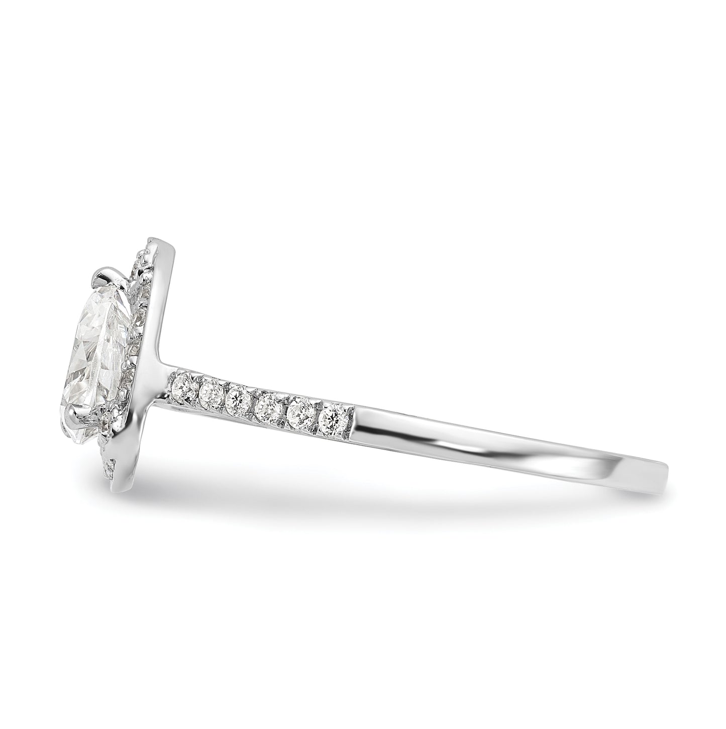 14K White Gold Halo Plus (Holds 1 carat (6.5mm) Trillion Center) 1/4 carat Diamond Semi-Mount Engagement Ring