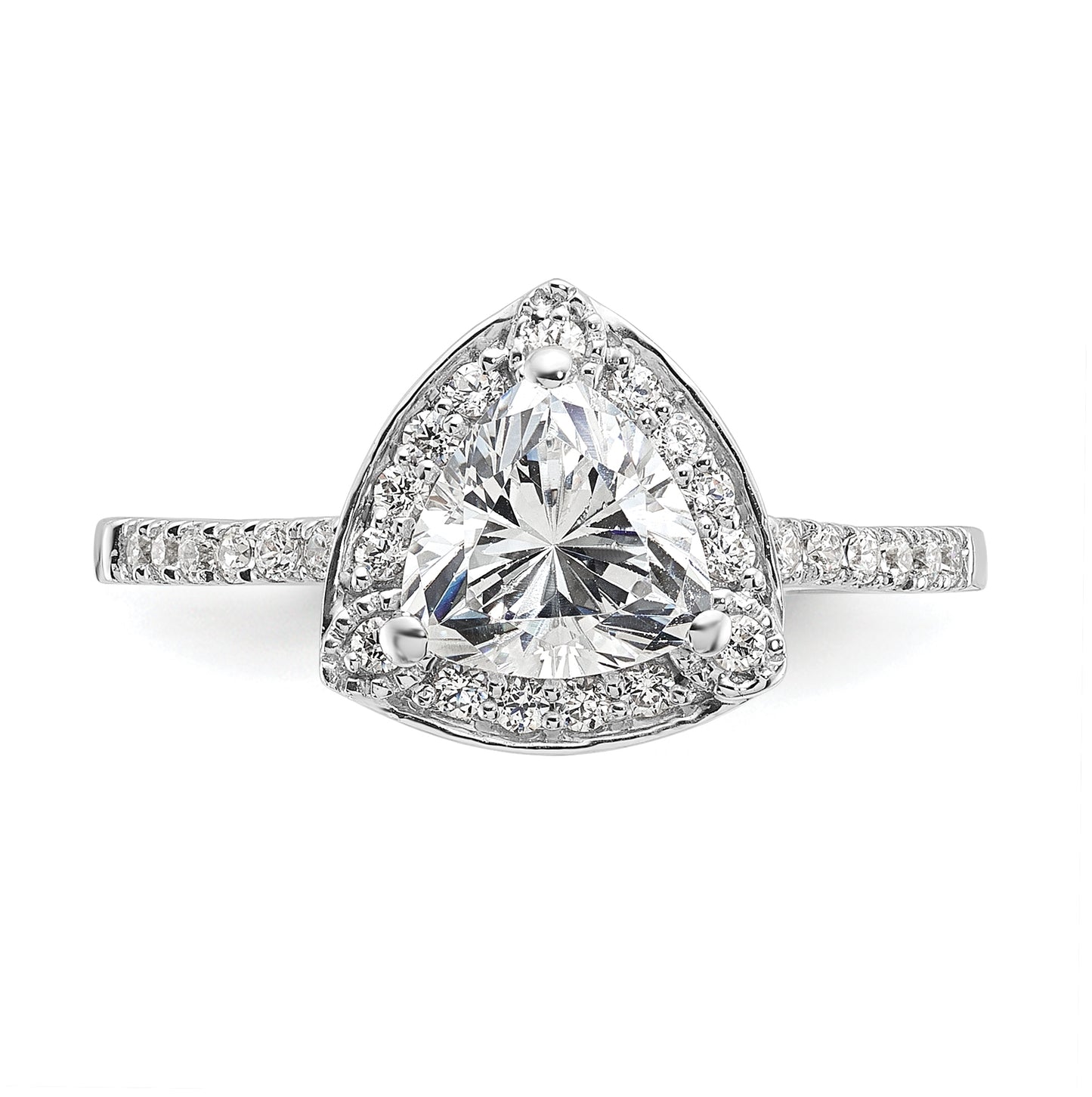 14K White Gold Halo Plus (Holds 1 carat (6.5mm) Trillion Center) 1/4 carat Diamond Semi-Mount Engagement Ring
