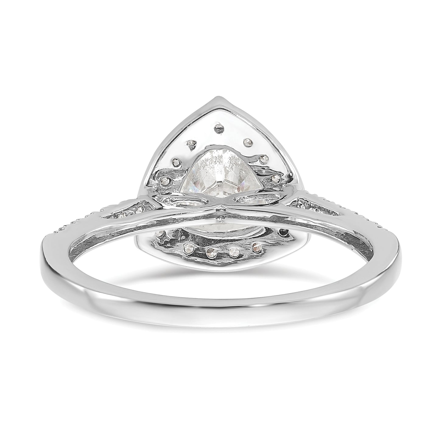 14K White Gold Halo Plus (Holds 1 carat (6.5mm) Trillion Center) 1/4 carat Diamond Semi-Mount Engagement Ring