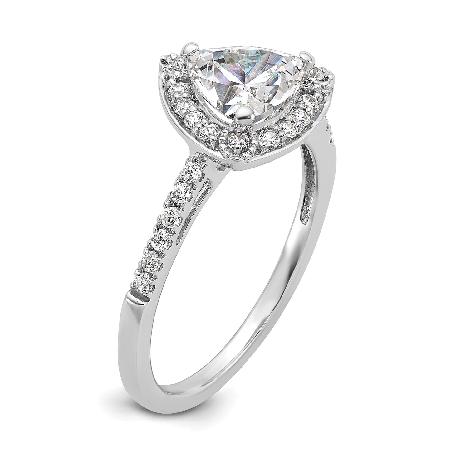 14K White Gold Halo Plus (Holds 1 carat (6.5mm) Trillion Center) 1/4 carat Diamond Semi-Mount Engagement Ring