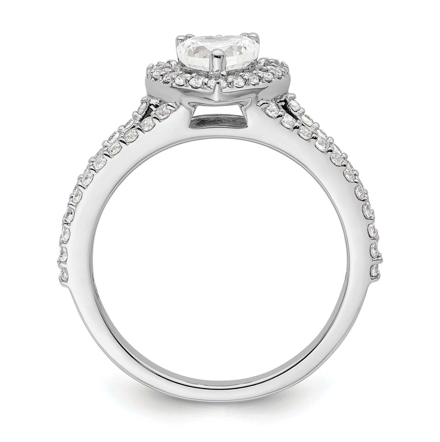 14K White Gold Halo Plus (Holds 1/2 carat (5.5mm) Heart Center) 5/8 carat Diamond Semi-Mount Engagement Ring