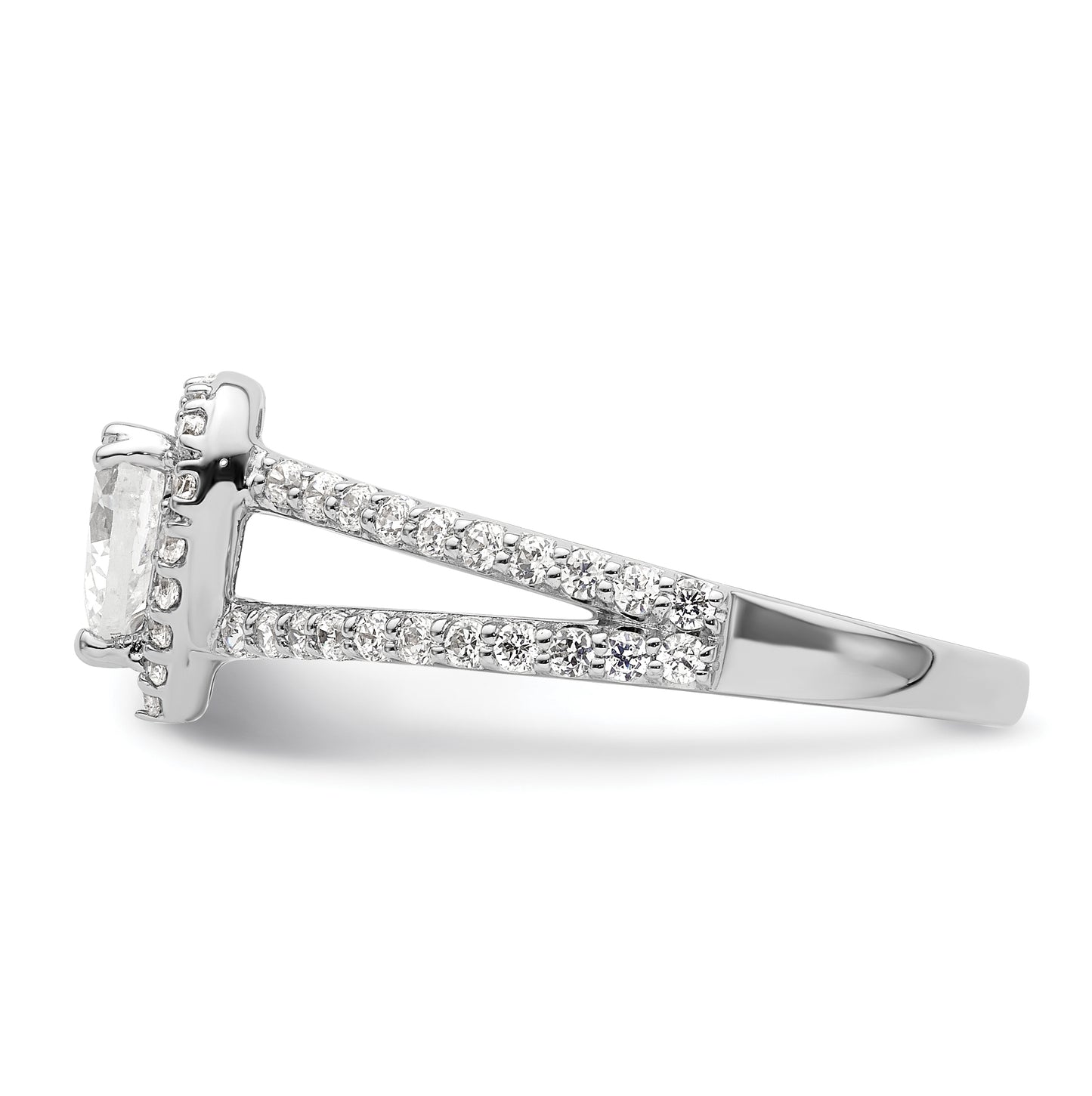 14K White Gold Halo Plus (Holds 1/2 carat (5.5mm) Heart Center) 5/8 carat Diamond Semi-Mount Engagement Ring