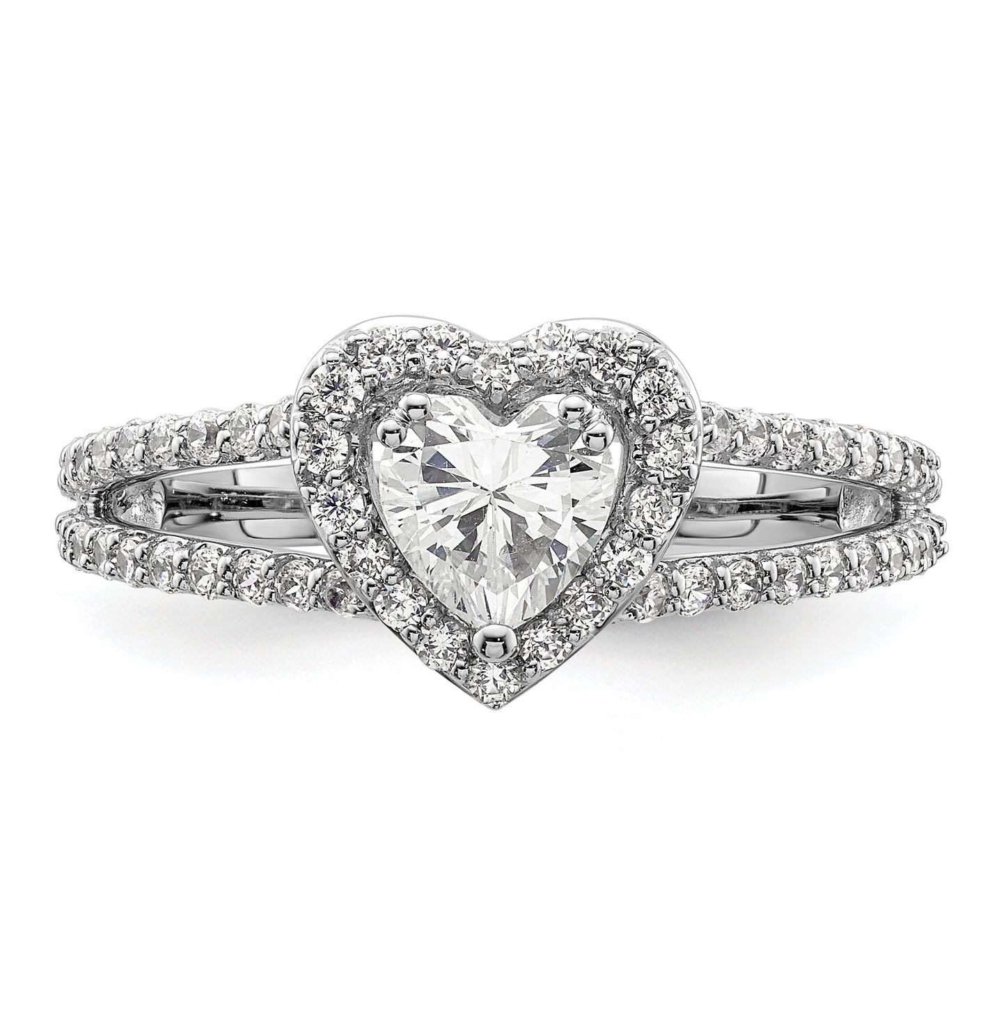 14K White Gold Halo Plus (Holds 1/2 carat (5.5mm) Heart Center) 5/8 carat Diamond Semi-Mount Engagement Ring