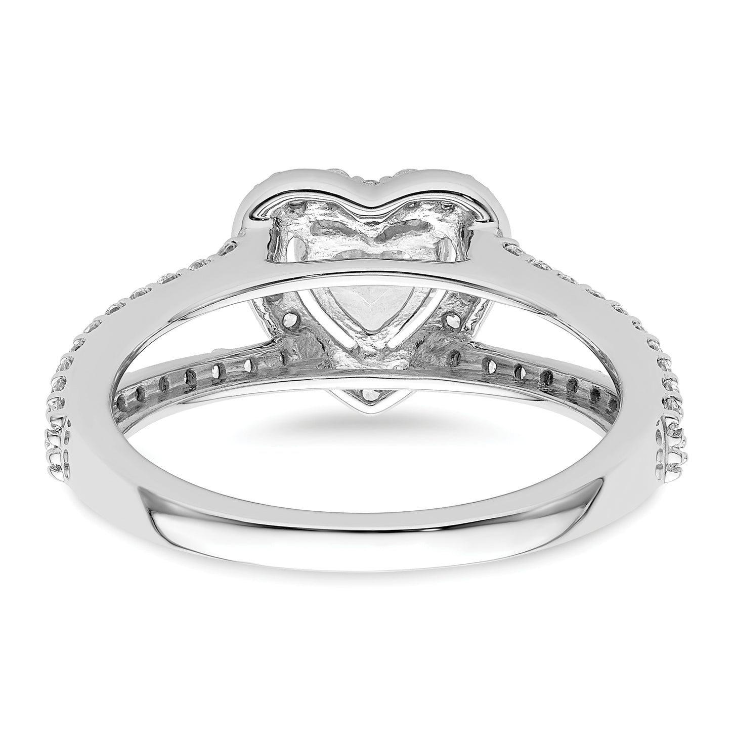 14K White Gold Halo Plus (Holds 1/2 carat (5.5mm) Heart Center) 5/8 carat Diamond Semi-Mount Engagement Ring
