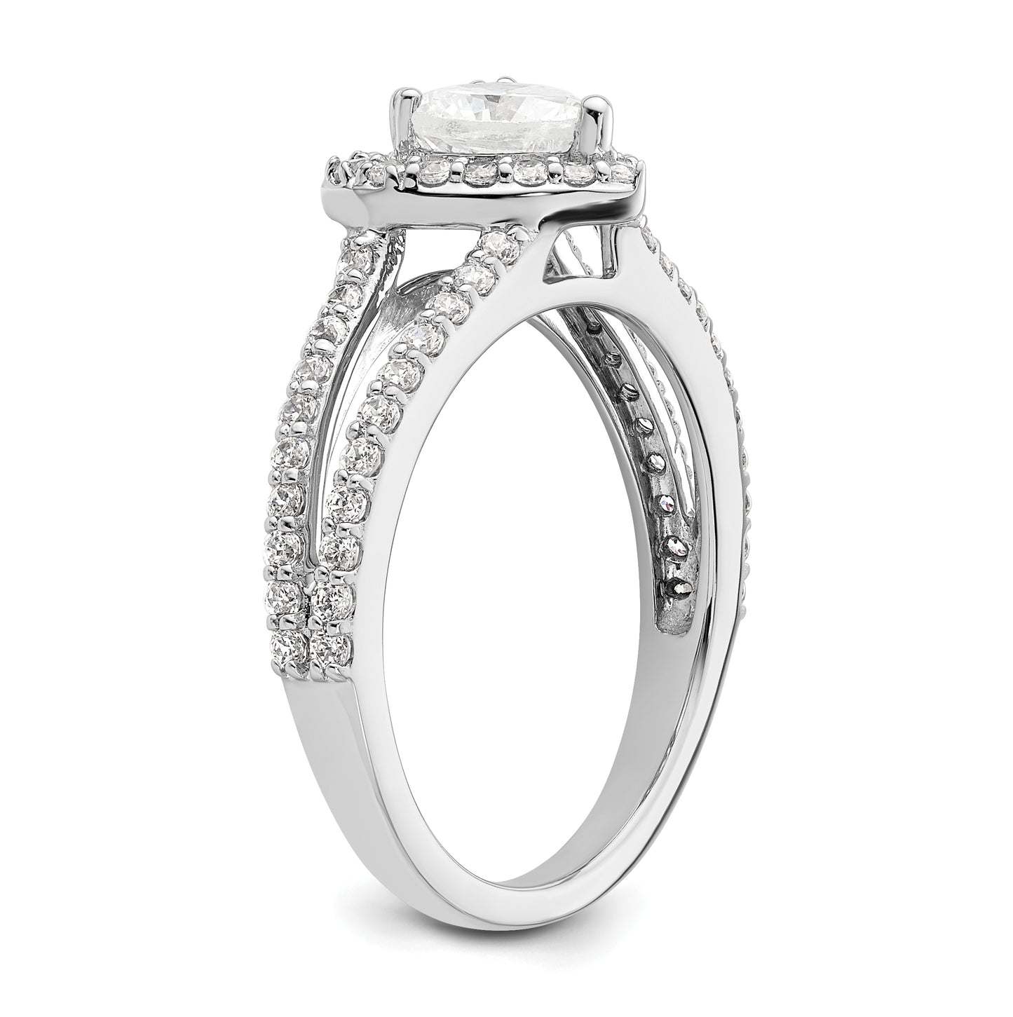 14K White Gold Halo Plus (Holds 1/2 carat (5.5mm) Heart Center) 5/8 carat Diamond Semi-Mount Engagement Ring