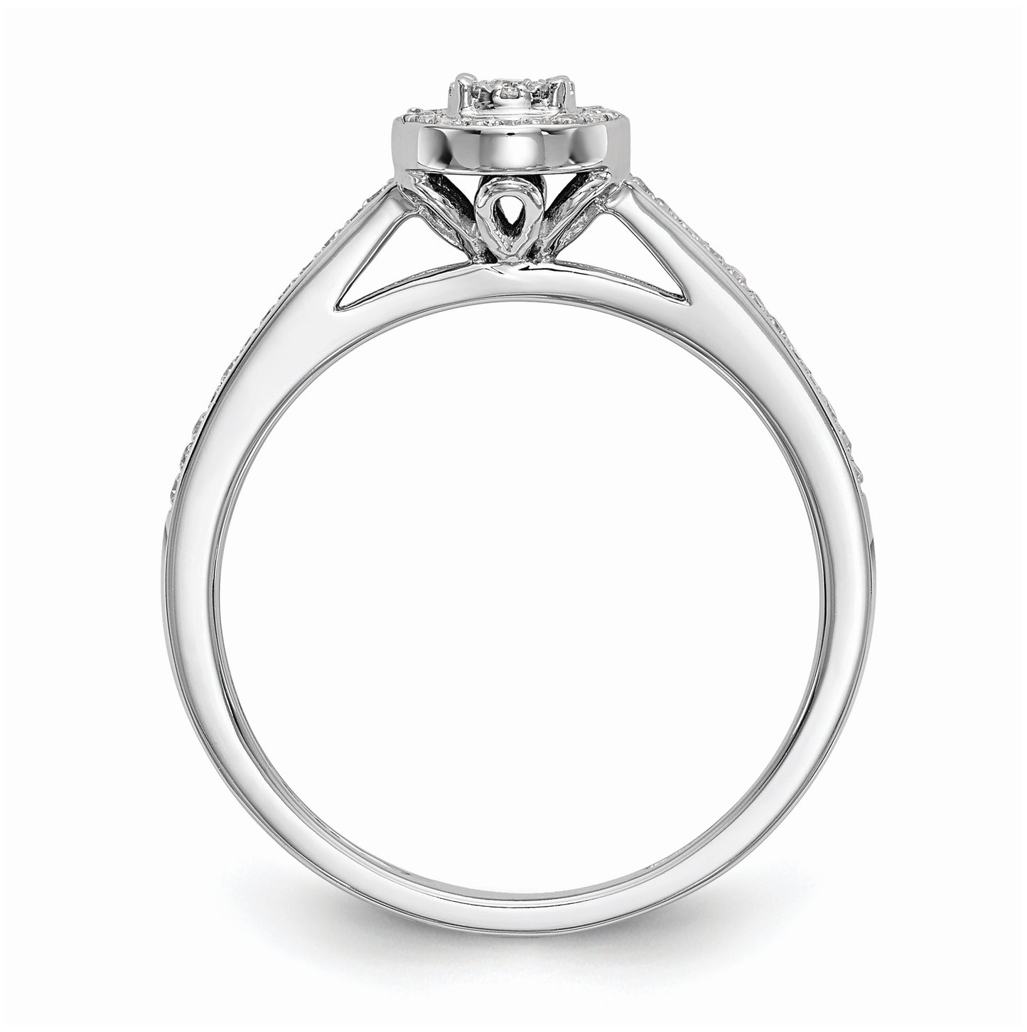 10K White Gold Halo Cluster 1/5 carat Diamond Complete Engagement Ring