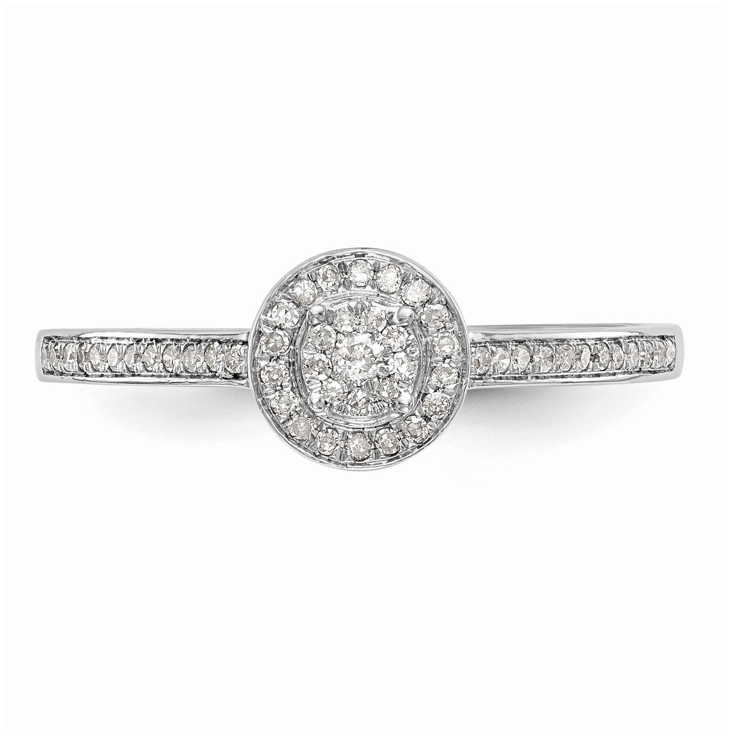 10K White Gold Halo Cluster 1/5 carat Diamond Complete Engagement Ring
