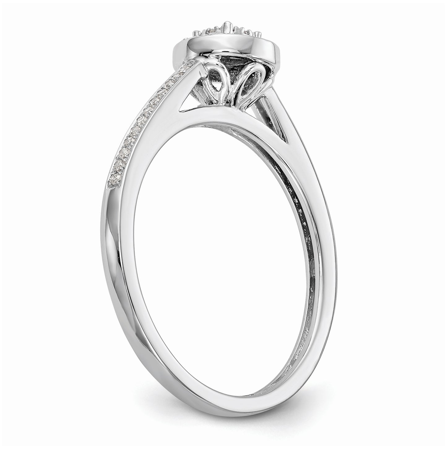 10K White Gold Halo Cluster 1/5 carat Diamond Complete Engagement Ring