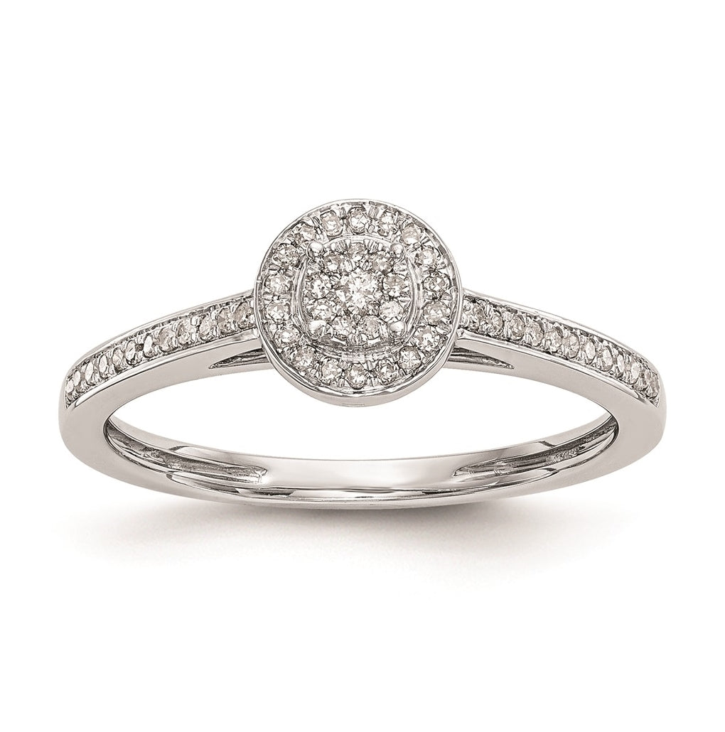 10K White Gold Halo Cluster 1/5 carat Diamond Complete Engagement Ring