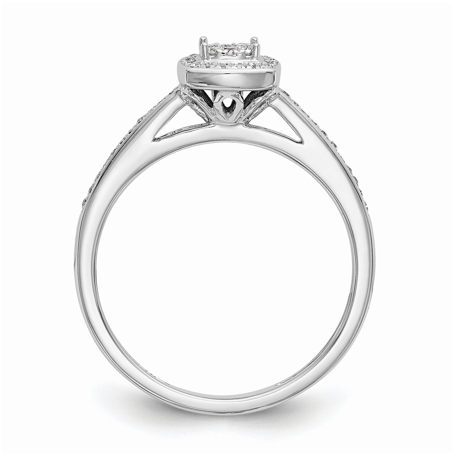 10K White Gold Square Halo Cluster 1/5 carat Diamond Complete Engagement Ring